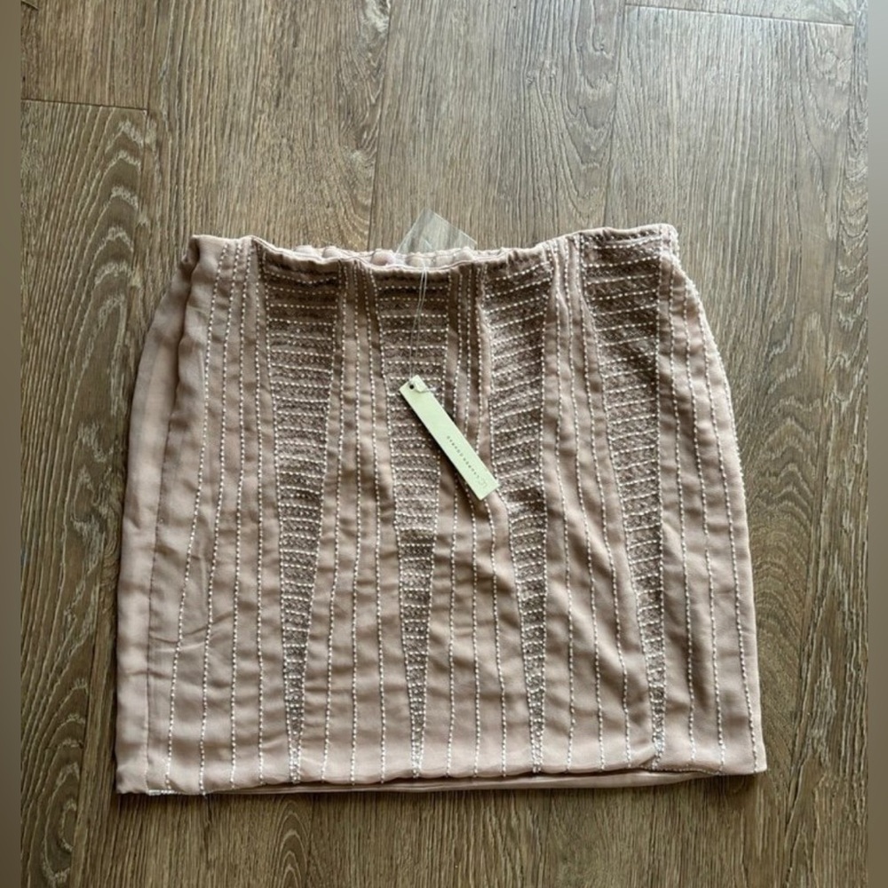 LAUREN Conrad charm taupe beaded skirt Size Small womens  NWT